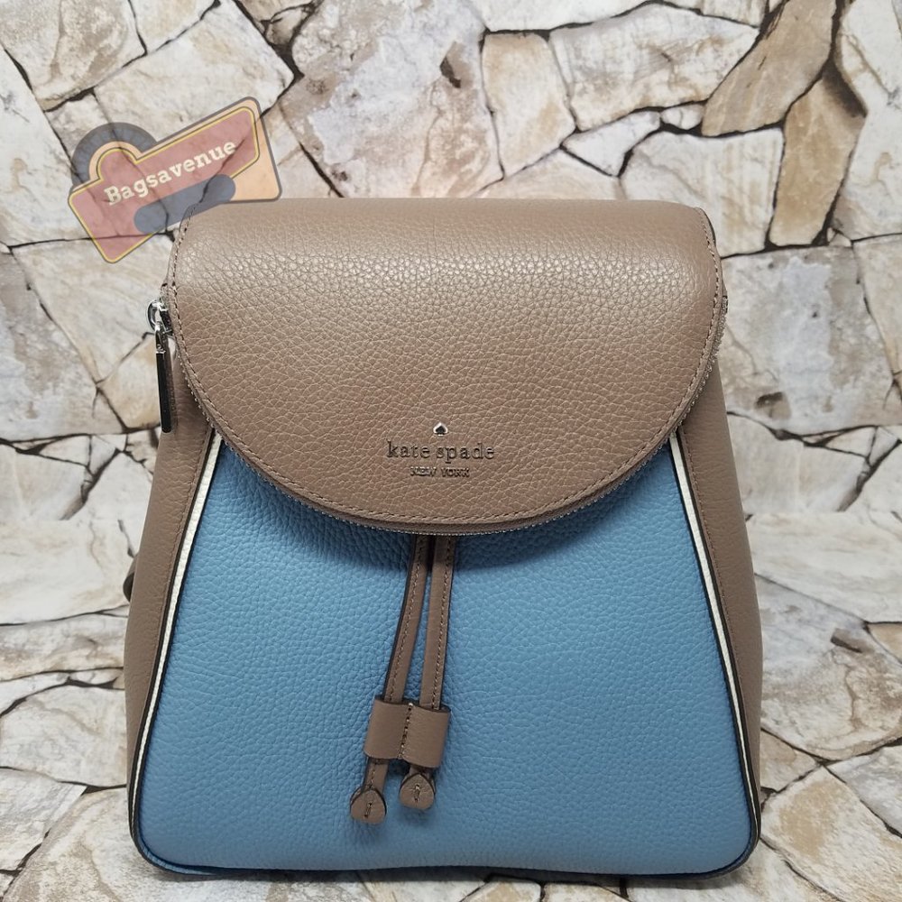 Leila Backpack Colorblock Baltic Sea Kate Spade Blue And Tan - Picture 4 of 11